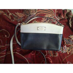 Kate Spade Small Leather Crossbody Bag New York Black/White Colorblock Design 9"